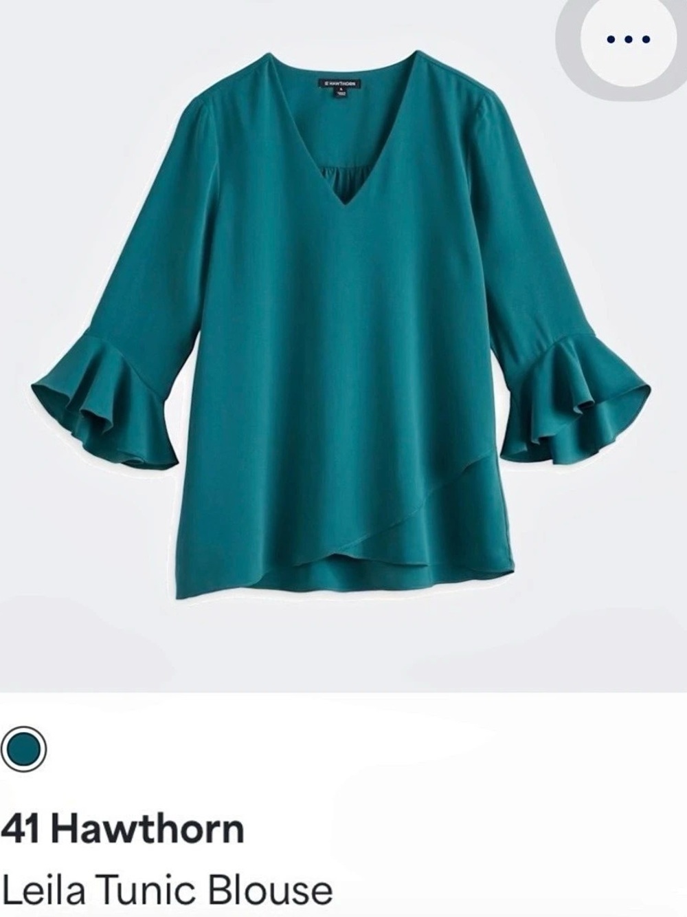 41 Hawthorn Leila Tunic Blouse Ruffle Sleeve in Green Size XL NWOT STITCH FIX